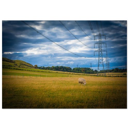 Pentland Hills with Swanston Farm | Edinburgh Countryside Scotland Rural Landscape | Pastoral Photography | Premium Matte Paper Poster