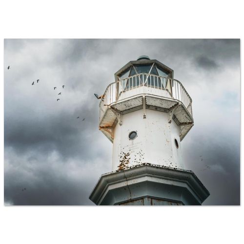 Newhaven Harbour Lighthouse | Iconic Red & White Tower on the Scottish Coast | Nautical Photography | Premium Matte Paper Poster
