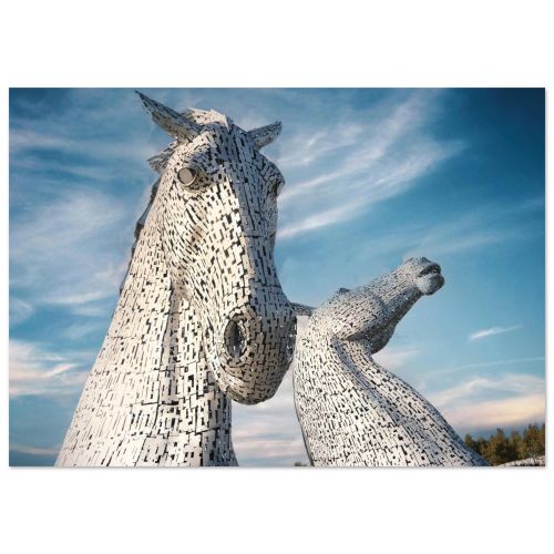The Kelpies Falkirk | Close-Up Detail of the Monumental Steel Heads | Architectural Photography | Premium Matte Paper Poster
