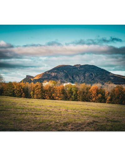 Arthur’s Seat Autumn Vibes | Holyrood Park Edinburgh Scotland Golden Season Hiking | Mountain Landscape Photography | Premium Matte Paper Poster