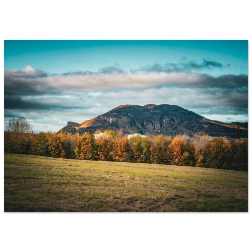 Arthur’s Seat Autumn Vibes | Holyrood Park Edinburgh Scotland Golden Season Hiking | Mountain Landscape Photography | Premium Matte Paper Poster