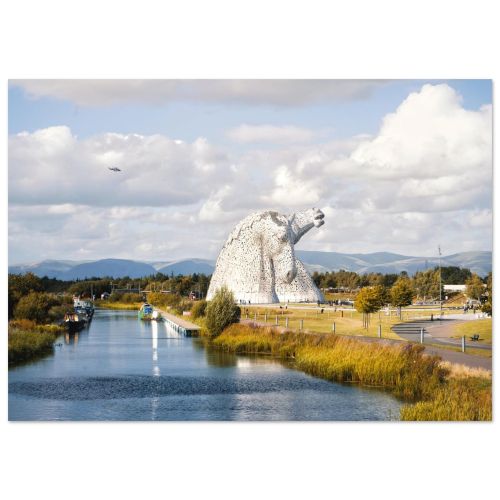 The Kelpies Falkirk | Giant Equine Sculptures at Helix Park | Modern Land Art | Premium Matte Paper Poster