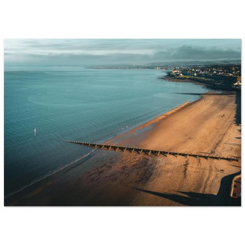 Joppa and Portobello Beach Coastline | Edinburgh Firth of Forth Sandy Shore Scotland | Aerial Coastal Photography | Premium Matte Paper Poster