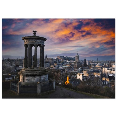 Edinburgh Panorama from Calton Hill | Cityscape and Monuments at Dusk | Landscape Photography | Premium Matte Paper Poster