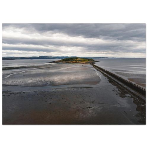 Cramond Island Causeway | Moody Walkway at Low Tide Under Dramatic Skies | Landscape Photography | Premium Matte Paper Poster