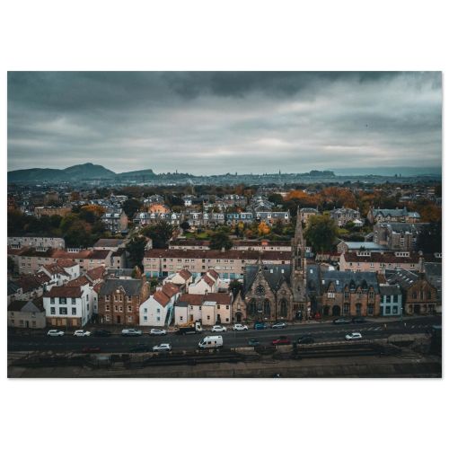 Edinburgh Skyline from Newhaven | Cityscape Under a Moody Sky | Landscape Photography | Premium Matte Paper Poster