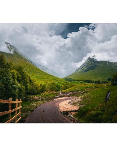 Glencoe Valley Under Dramatic Skies | Scottish Highlands Mountain Pass Glen Coe | Moody Landscape Photography | Premium Matte Paper Poster