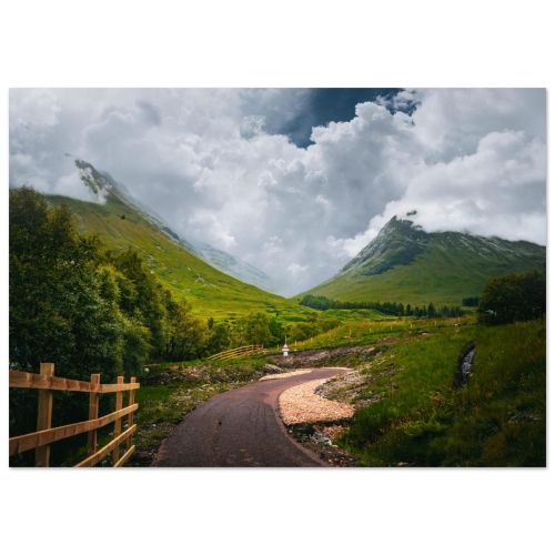 Glencoe Valley Under Dramatic Skies | Scottish Highlands Mountain Pass Glen Coe | Moody Landscape Photography | Premium Matte Paper Poster