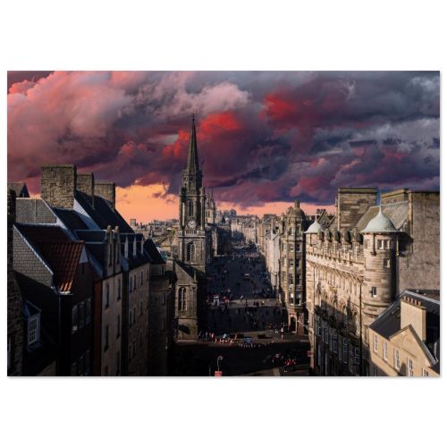 Edinburgh Royal Mile Sunset Print | Old Town Scotland Cityscape – Premium Matte Paper Poster