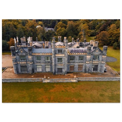 Dalmeny House Grandeur | Gothic Revival Architecture, Lush Estate Gardens | Historical Landmark | Premium Matte Paper Poster
