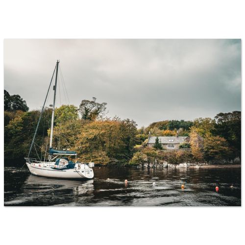 Cramond Yacht and Historic House | Firth of Forth Edinburgh Scotland Coastal Village | Maritime Photography | Premium Matte Paper Poster