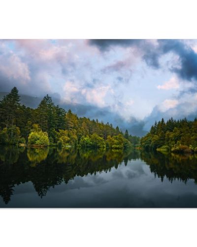 Glencoe Loch | Dramatic Forest Reflection & Misty Dawn Sky | Scottish Landscape Photography | Premium Matte Paper Poster