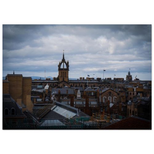 Edinburgh Gothic Skyline | Moody Evening Light on Castle & Spires | Atmospheric Art | Premium Matte Paper Poster