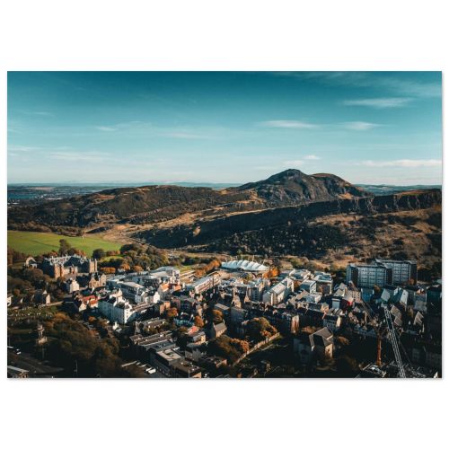 Arthur’s Seat Summit Ascent | The Royal Mile & Edinburgh Old Town Panorama | Landscape Photography | Premium Matte Paper Poster