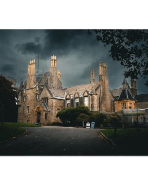 Lauriston Castle Under Stormy Skies | Historic Scottish Manor House Edinburgh | Dramatic Architecture Photography | Premium Matte Paper Poster