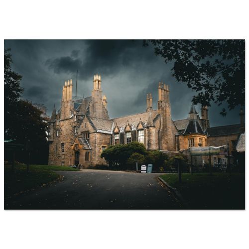 Lauriston Castle Under Stormy Skies | Historic Scottish Manor House Edinburgh | Dramatic Architecture Photography | Premium Matte Paper Poster