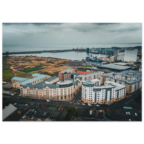 The Port of Leith | Aerial View of Docks and the Firth of Forth | Drone Photography | Premium Matte Paper Poster