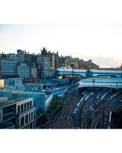 Edinburgh Waverley Station Sunset | Historic Train Station Edinburgh Scotland | Urban Railway Photography | Premium Matte Paper Poster
