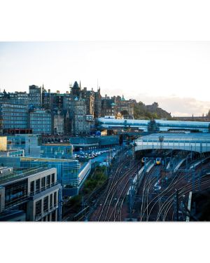 Edinburgh Waverley Station Sunset | Historic Train Station Edinburgh Scotland | Urban Railway Photography | Premium Matte Paper Poster