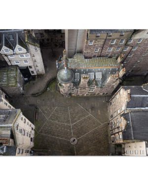 Makars’ Court Edinburgh Aerial Photo Print | Writers’ Museum Old Town Royal Mile Wall Art | Premium Matte Paper Poster