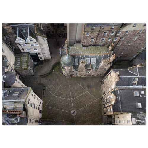 Makars’ Court Edinburgh Aerial Photo Print | Writers’ Museum Old Town Royal Mile Wall Art | Premium Matte Paper Poster