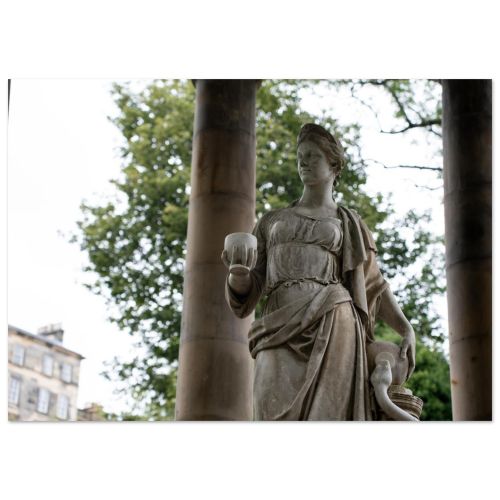 Hygieia Statue at St Bernard’s Well | Classical Greek Goddess Sculpture Edinburgh Scotland | Neoclassical Architecture Photography | Premium Matte Paper Poster