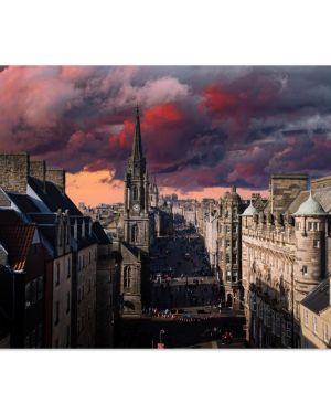 Edinburgh Royal Mile Sunset Print | Old Town Scotland Cityscape – Premium Matte Paper Poster