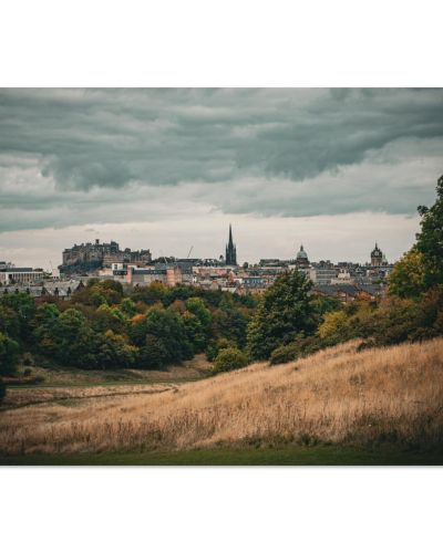 Edinburgh Castle Under Stormy Skies | Dramatic Scottish Cityscape Autumn View | Moody Landscape Photography | Premium Matte Paper Poster