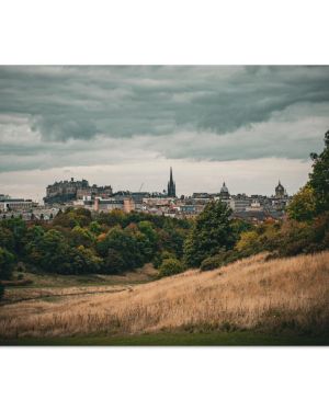 Edinburgh Castle Under Stormy Skies | Dramatic Scottish Cityscape Autumn View | Moody Landscape Photography | Premium Matte Paper Poster