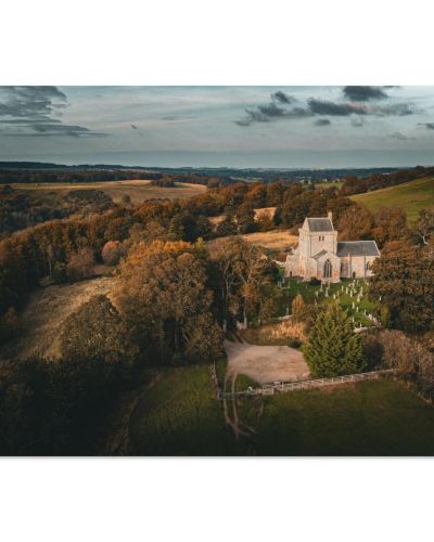 Crichton Collegiate Church | Aerial View of the Medieval Ruins in Autumn | Drone Photography | Premium Matte Paper Poster