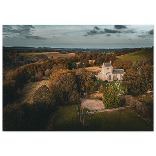 Crichton Collegiate Church | Aerial View of the Medieval Ruins in Autumn | Drone Photography | Premium Matte Paper Poster