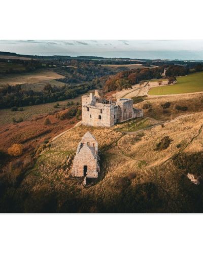 Crichton Castle | Aerial View of the Historic Scottish Fortress | Drone Photography | Premium Matte Paper Poster