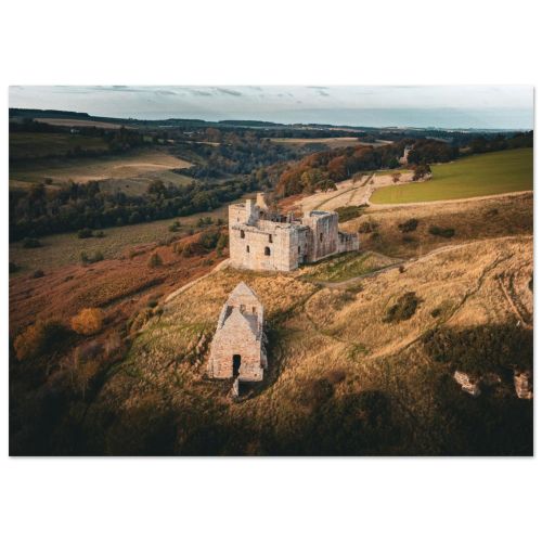 Crichton Castle | Aerial View of the Historic Scottish Fortress | Drone Photography | Premium Matte Paper Poster