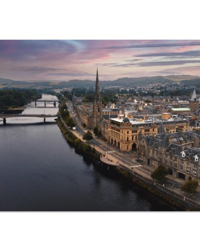 City of Perth Panorama | The Fair City on the Banks of the River Tay | Scottish Cityscape | Premium Matte Paper Poster