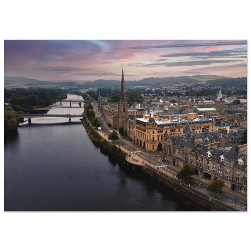 City of Perth Panorama | The Fair City on the Banks of the River Tay | Scottish Cityscape | Premium Matte Paper Poster