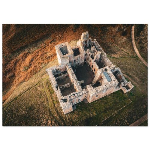 Crichton Castle Courtyard | Aerial View of Geometry and Stone Cones | Drone Photography | Premium Matte Paper Poster