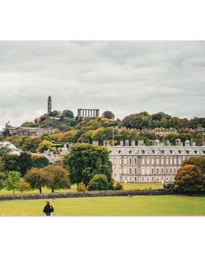 Calton Hill and Palace of Holyroodhouse Autumn View | Edinburgh Royal Mile Scotland | Scottish Cityscape Photography | Premium Matte Paper Poster