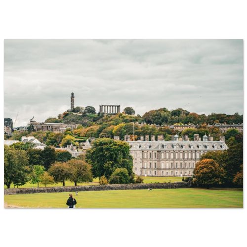 Calton Hill and Palace of Holyroodhouse Autumn View | Edinburgh Royal Mile Scotland | Scottish Cityscape Photography | Premium Matte Paper Poster