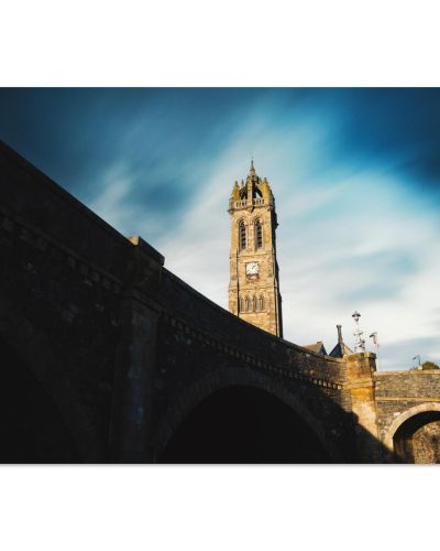 Peebles Riverside Glow | Scottish Borders Town at Golden Hour | Landscape Photography | Premium Matte Paper Poster