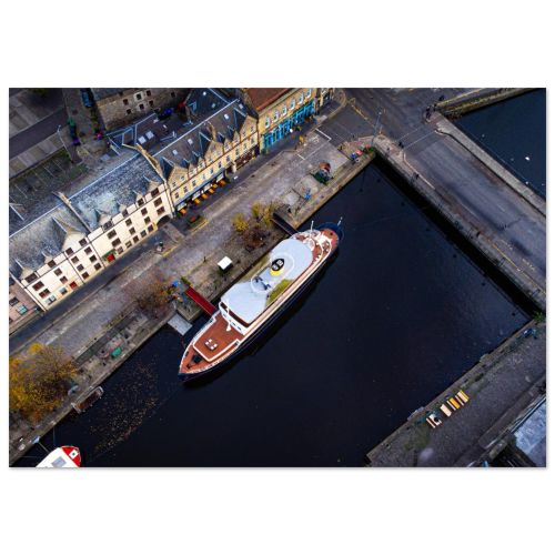 Leith Shore Boat Aerial | Premium Matte Paper Poster